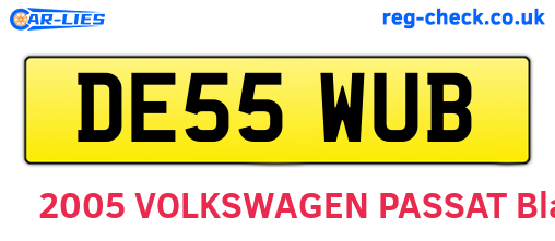 DE55WUB are the vehicle registration plates.