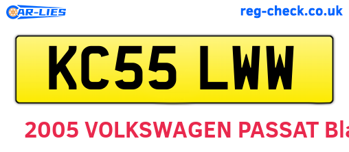 KC55LWW are the vehicle registration plates.