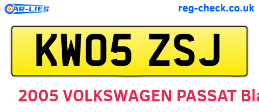 KW05ZSJ are the vehicle registration plates.