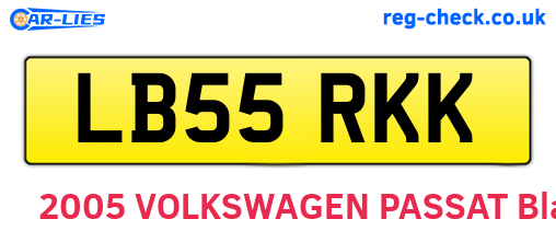 LB55RKK are the vehicle registration plates.