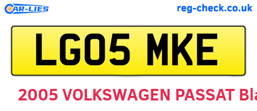 LG05MKE are the vehicle registration plates.