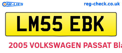 LM55EBK are the vehicle registration plates.