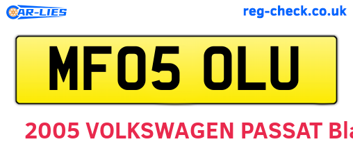 MF05OLU are the vehicle registration plates.