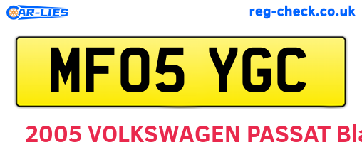 MF05YGC are the vehicle registration plates.