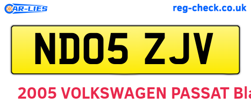 ND05ZJV are the vehicle registration plates.