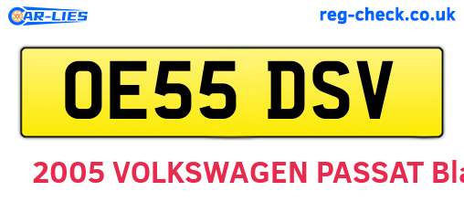 OE55DSV are the vehicle registration plates.