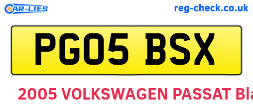 PG05BSX are the vehicle registration plates.