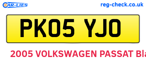 PK05YJO are the vehicle registration plates.