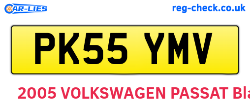PK55YMV are the vehicle registration plates.