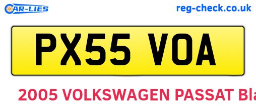 PX55VOA are the vehicle registration plates.