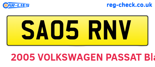 SA05RNV are the vehicle registration plates.