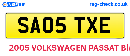 SA05TXE are the vehicle registration plates.