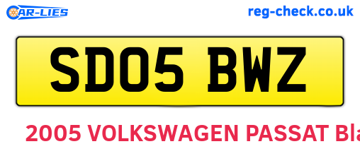SD05BWZ are the vehicle registration plates.