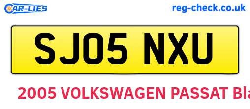 SJ05NXU are the vehicle registration plates.