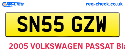 SN55GZW are the vehicle registration plates.