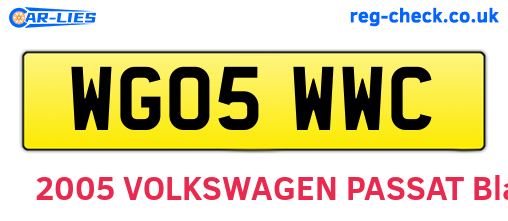 WG05WWC are the vehicle registration plates.