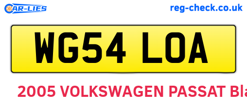 WG54LOA are the vehicle registration plates.