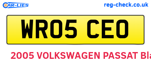WR05CEO are the vehicle registration plates.