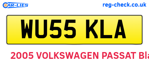 WU55KLA are the vehicle registration plates.