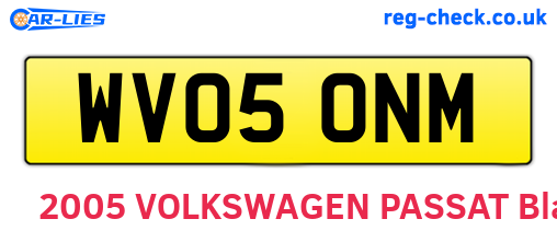 WV05ONM are the vehicle registration plates.