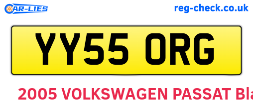 YY55ORG are the vehicle registration plates.