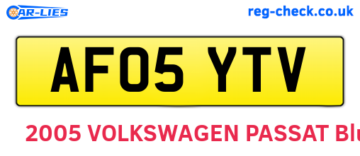AF05YTV are the vehicle registration plates.