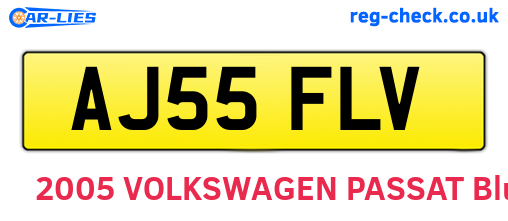 AJ55FLV are the vehicle registration plates.
