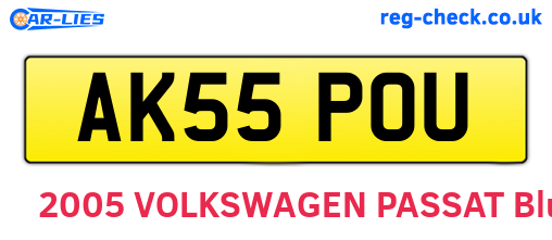 AK55POU are the vehicle registration plates.