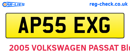 AP55EXG are the vehicle registration plates.
