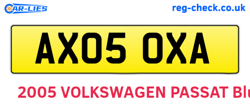 AX05OXA are the vehicle registration plates.