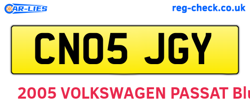 CN05JGY are the vehicle registration plates.