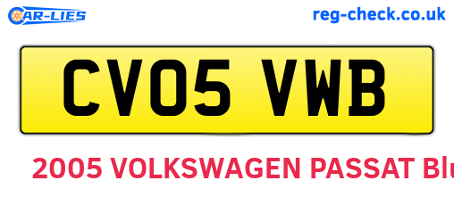CV05VWB are the vehicle registration plates.