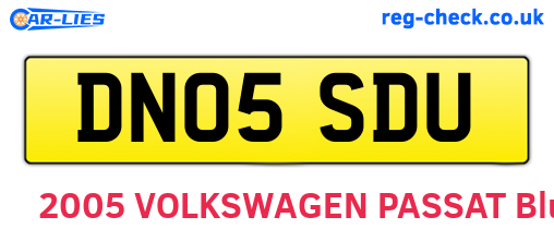 DN05SDU are the vehicle registration plates.