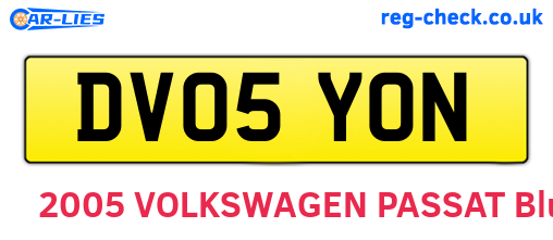 DV05YON are the vehicle registration plates.