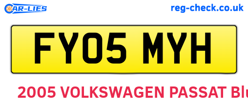 FY05MYH are the vehicle registration plates.