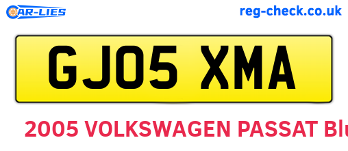 GJ05XMA are the vehicle registration plates.