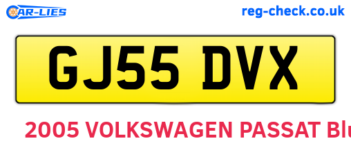 GJ55DVX are the vehicle registration plates.