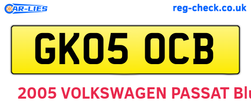 GK05OCB are the vehicle registration plates.