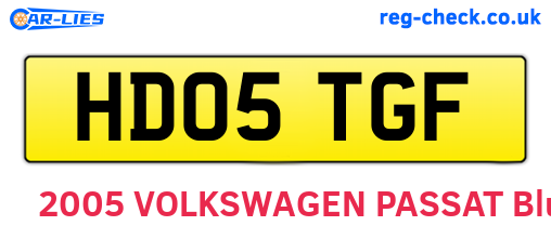 HD05TGF are the vehicle registration plates.