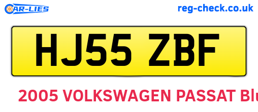 HJ55ZBF are the vehicle registration plates.