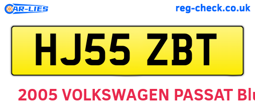 HJ55ZBT are the vehicle registration plates.