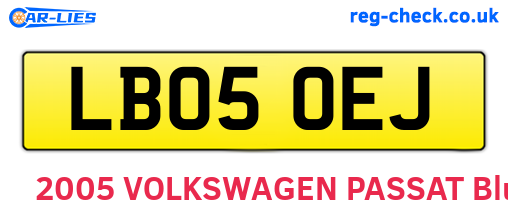 LB05OEJ are the vehicle registration plates.
