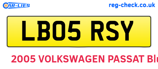 LB05RSY are the vehicle registration plates.