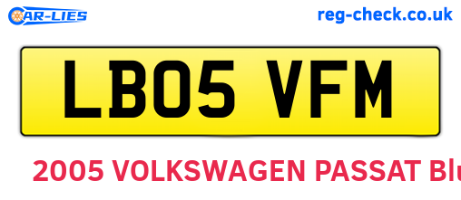 LB05VFM are the vehicle registration plates.