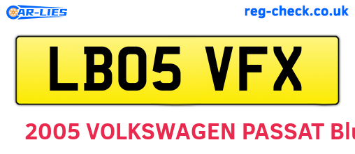 LB05VFX are the vehicle registration plates.