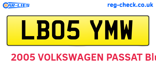 LB05YMW are the vehicle registration plates.