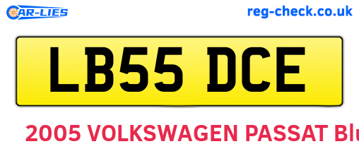 LB55DCE are the vehicle registration plates.