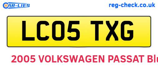 LC05TXG are the vehicle registration plates.