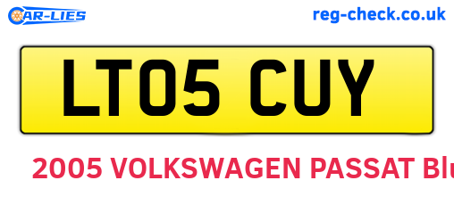LT05CUY are the vehicle registration plates.