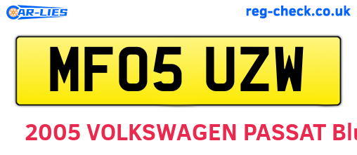 MF05UZW are the vehicle registration plates.